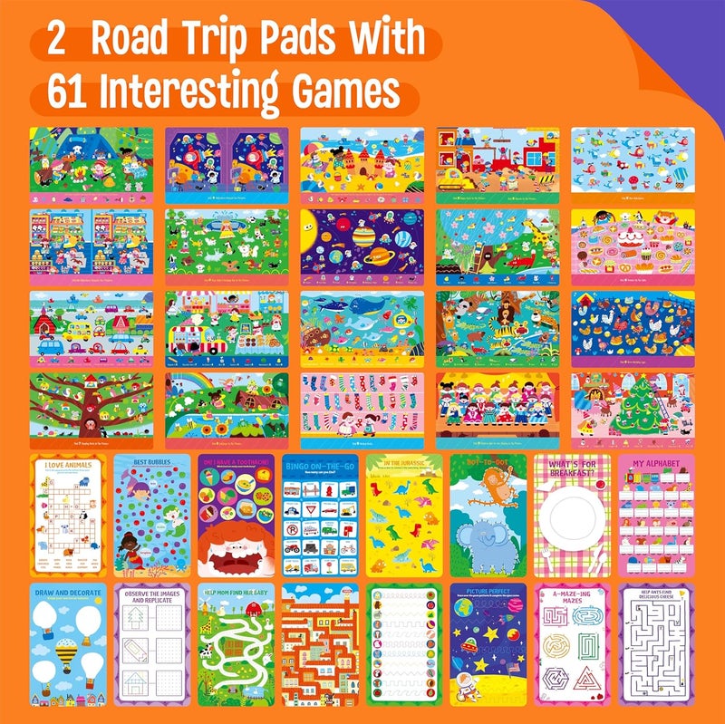 SpriteGru 2 لوحات ألعاب سفر، 61 نشاط ألعاب قابلة للمسح وإعادة الاستخدام، كتاب ممتع لاستكشاف والعثور على تحديات ذهنية، لعبة تعليمية وأداة تعلم لرحلات الطريق والسفر بالطائرة - Image 2